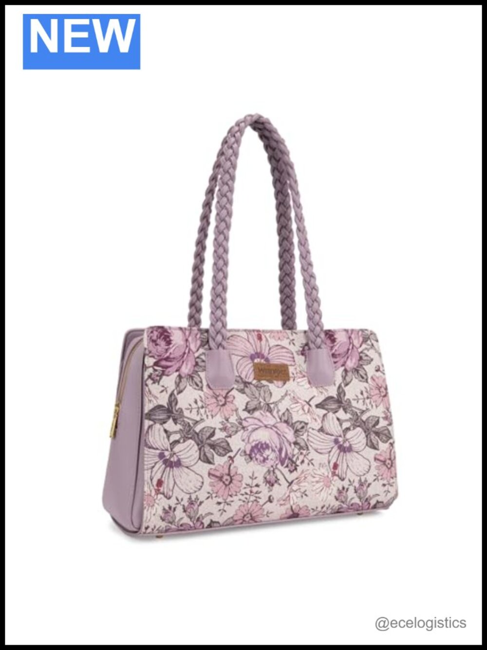 Faux Leather Floral Print Braided Satchel Tote Handbag for Women